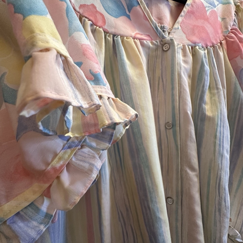 Vintage All Day Cafe floral Snap Housecoat nightgown cottagecore grannycore‎ XL - Picture 4 of 16